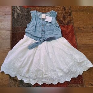 NWT Shabby Chic Denim And White Eyelet Skirt 5T